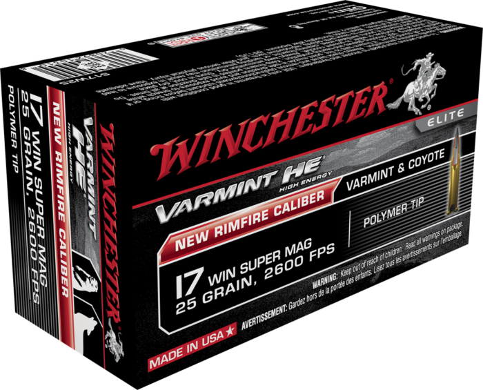 Winchester Varmint HE .17 Winchester Super Magnum 25 grain Polymer Tip Rimfire Ammunition