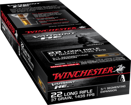 Winchester Varmint HE .22 Long Rifle 37 grain 3/1 Fragmenting Hollow Point Rimfire Ammunition