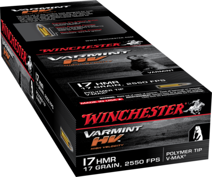 Winchester Varmint HV .17 Hornady Magnum Rimfire 17 grain Polymer Tip V-Max Rimfire Ammunition
