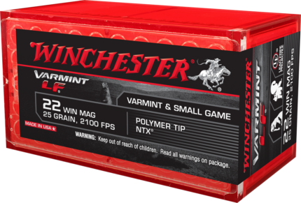 Winchester Varmint LF .22 Winchester Magnum Rimfire 25 grain NTX Polymer Tip Rimfire Ammunition