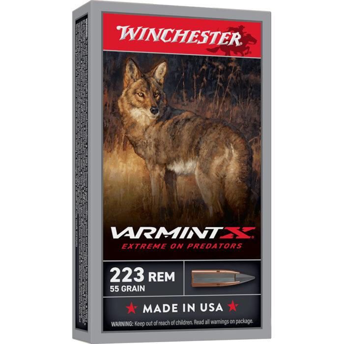 Winchester Varmint X .223 Remington 55 Grain Spitzer Flat Base Brass Cased Rifle Ammunition
