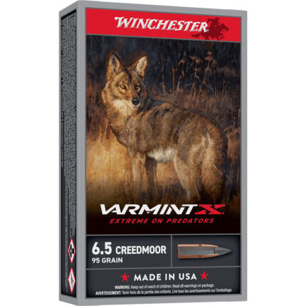 Winchester Varmint X 6.5mm Creedmoor 95 Grain Spitzer Flat Base Brass Cased Rifle Ammunition