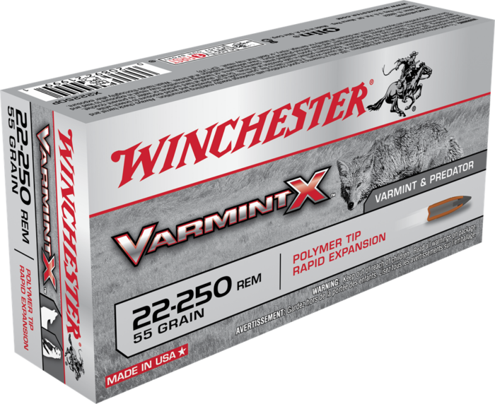 Winchester Varmint X RIFLE .22-250 Remington 55 grain Rapid Expansion Polymer Tip Centerfire Rifle Ammunition