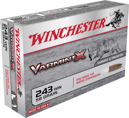 Winchester Varmint X RIFLE .243 Winchester 58 grain Rapid Expansion Polymer Tip Centerfire Rifle Ammunition